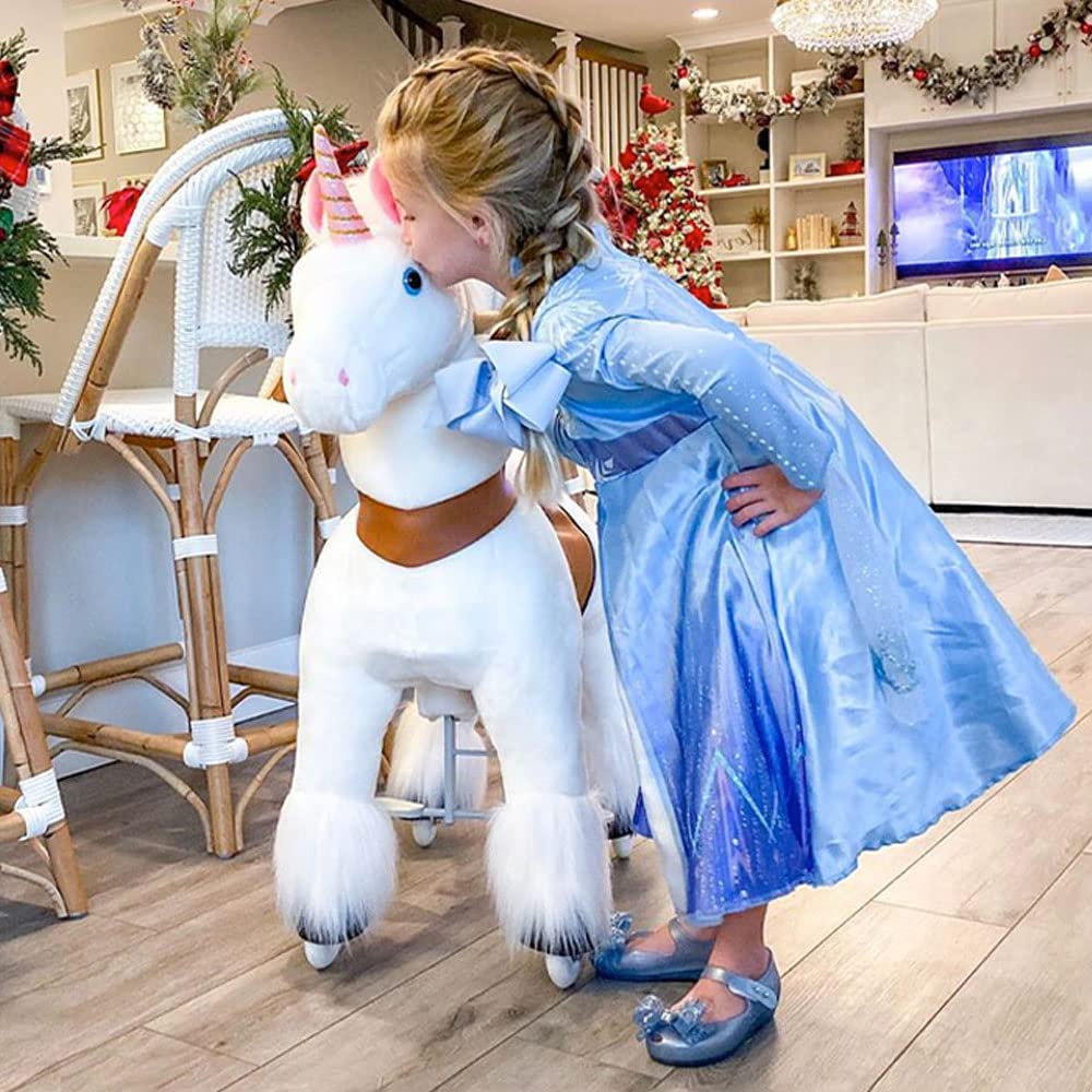 Ponycycle Unicorn Ride On Pony Toys For Kids Riding Unicorn Ride On Animals Classic Model U (With Brake/ 36'' Height/Size 4 For