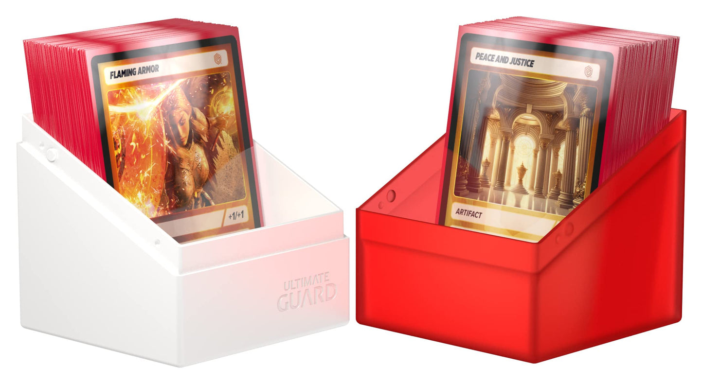Ultimate Guard Boulder Synergy 100+, Deck Case For 100 Double-Sleeved Tcg Cards, Red/White, Secure & Durable Storage For Trading Card Games