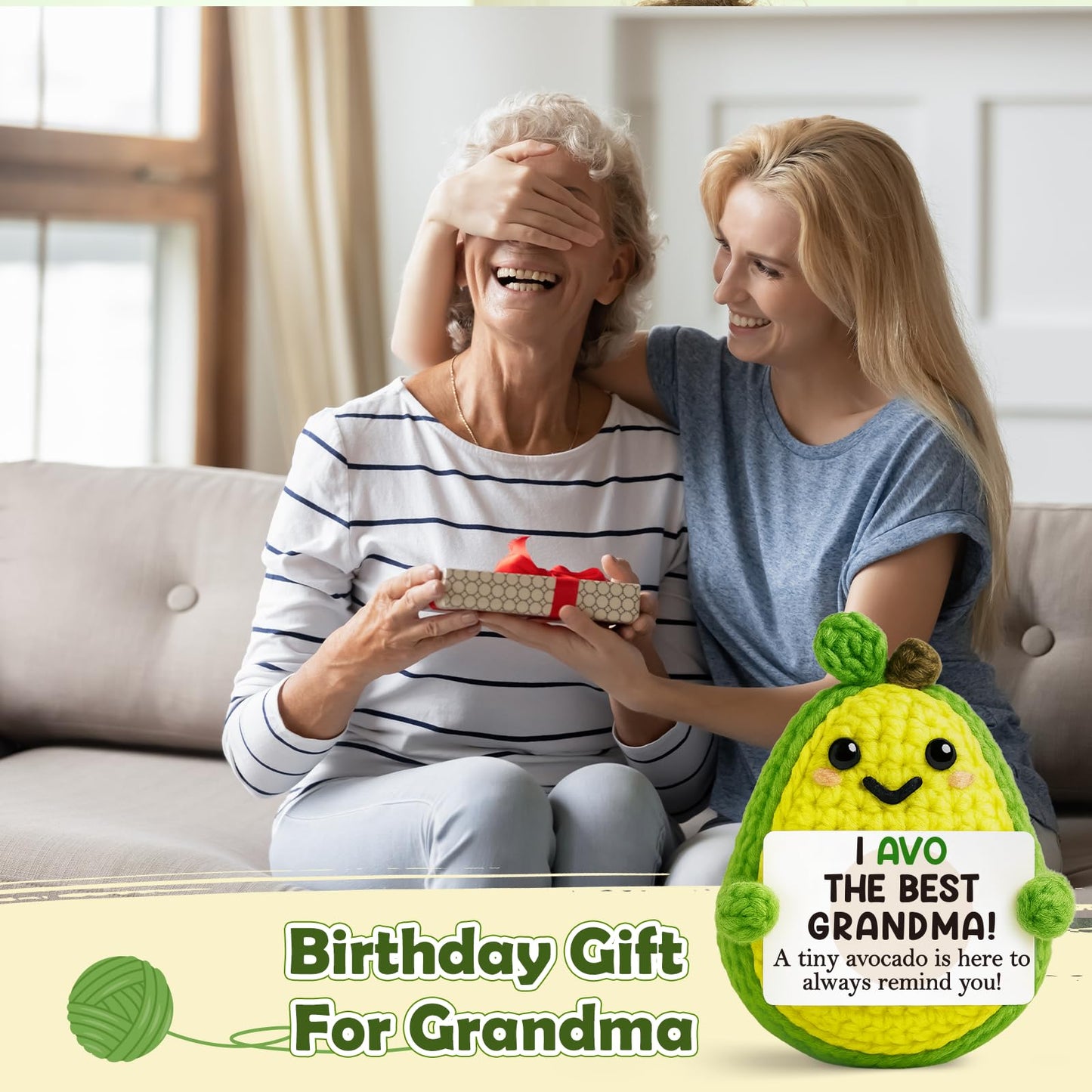 Gifts for Grandma Mothers Day Grandmother Positive Crochet Avocado Emotional Cheer Support Crochet Mini Handmade Grandma Birthday Gifts for Grandmother Nana Gigi Mimi from Granddaughter Grandkids