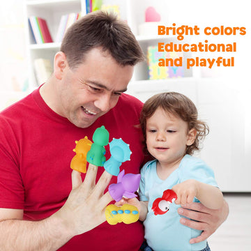 Vanmor Rubber Animal Bath Finger Puppets For Toddlers, Finger Puppets For Kids Easter Basket Stuffers Egg Fillers, Silicone Fing