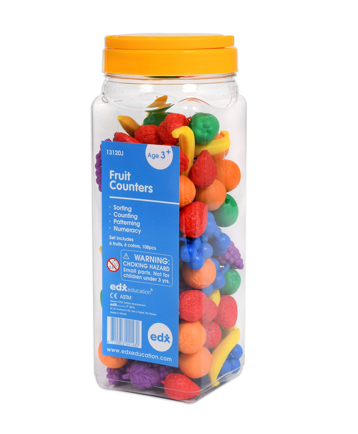 Edxeducation-13120 Fruit Counters - Set Of 108 - Early Math Manipulative For Kids - Teach Beginner Addition And Subtraction - Bu