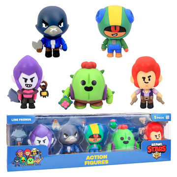 P.M.I. Brawl Stars Action Figures | All Five 4.5-Inch-Tall Collectibles | Brawl Stars Toys And Playable Mini Toys | Spike, Crow,