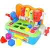 PowerTRC Toddler Tool Bench - Multifunctional Learning Toy with Light & Sound, Plastic, Green/Red/Yellow for Ages 1-3