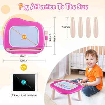 Smasiagon Toddler Toys Age 1-2 Year Old Boys Girls, Magnetic Drawing Pad Doodle Board Educational Learning Toys For 1 2 3 Year Old Boys Girls Gifts Birthday Christmas Gifts (Pink)