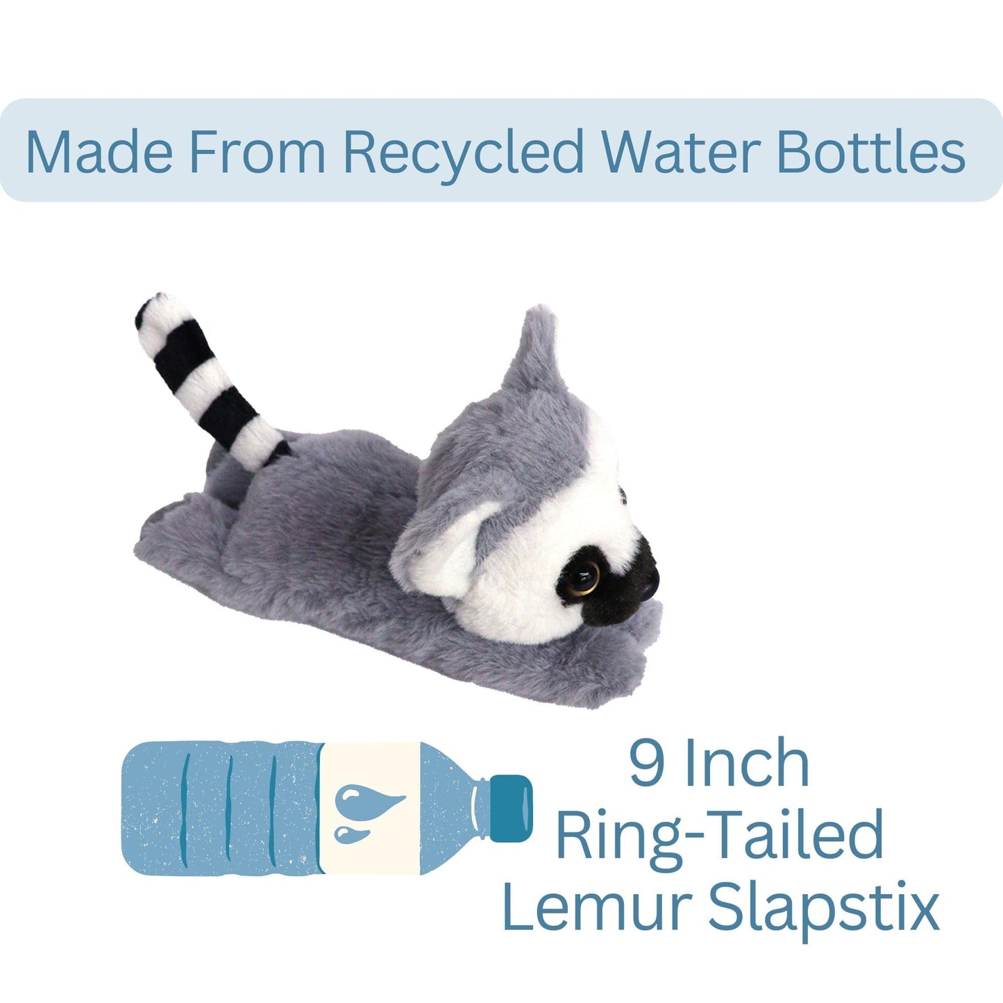 The Petting Zoo Ring Tailed Lemur Plush Toy, 10" Grey Stuffed Animal Slap Bracelet for Kids, Model 723711, Polyester
