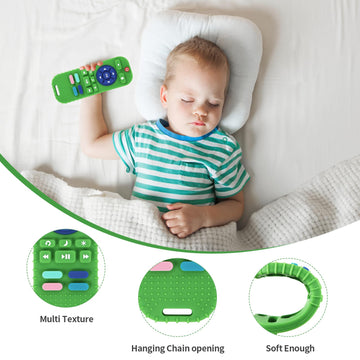 Hooku 2 Pack Silicone Teethers For Babies 0-6 Months, Teething Toys For Babies 6-12 Months, Baby Remote Control Toy, Infant Toys