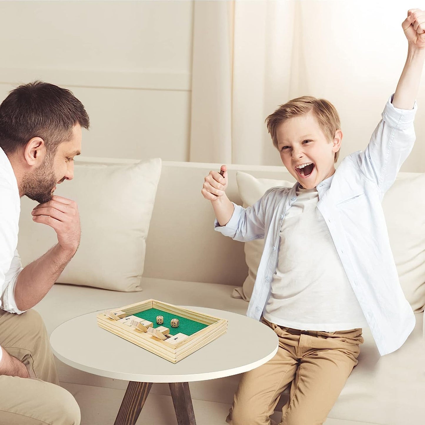 Win SPORTS Wooden Shut The Box Game - Dice Game 2 Player,Board Game,Classics Tabletop Version,Popular Pub Game,Math,Travel for K