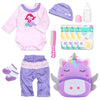 11 Pcs Set Reborn Baby Girl Doll Clothes Outfit Accessories Purple Mermaid Unicorn for 17-22 Inch Reborn Doll Newborn Girl
