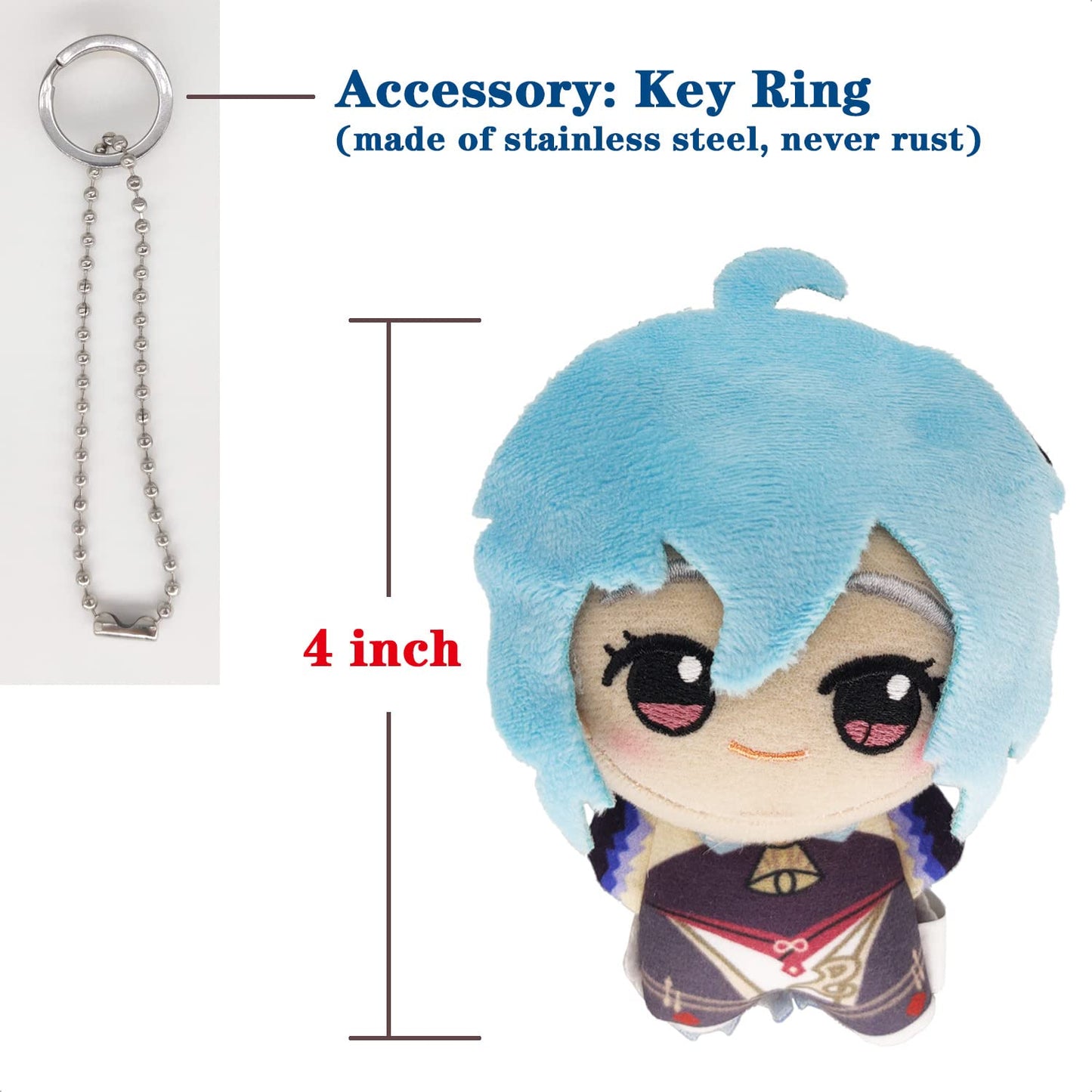 Kooliya Small Size Genshin Impact Figure Plush Doll - Ganyu (4 Inch), Keychain Anime Figure Soft Stuffed Gift For Game Fans (Gan