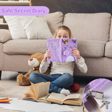 Pjdrllc Diary For Girls With Lock And Keys, Kids Journal Travel Notebook For Writing, Cute Secret Diary With Multicolored Pen, Stickers, Bracelet, Practical Gift For Birthday, Easter (A Cute Cat)