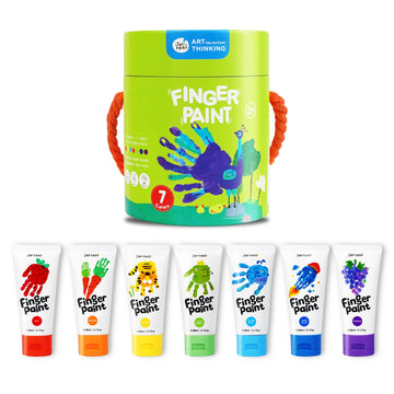Jar Melo Washable Finger Paints, 7 Colors, Non-Toxic Art Supplies for Toddlers, 14 Fl Oz, Safe for Hands & Feet, Model JA91272NEW