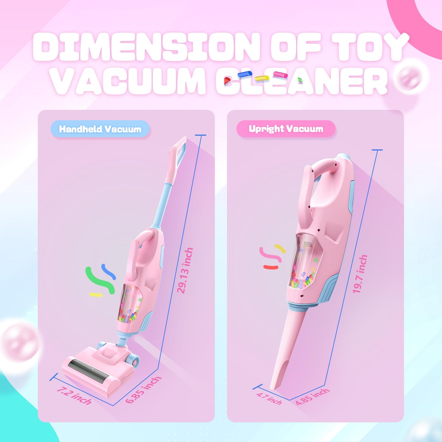 Toy Choi's 2-in-1 Kids Vacuum That Really Works - Toy Vacuum for Toddlers with Sound Effects, Pretend Play Kids Vacuum Cleaner,