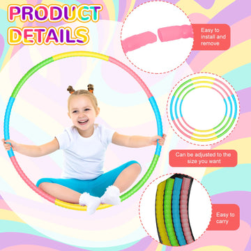 Syhood 12 Pcs Toy Color Hoop Plastic Detachable Adjustable Hoop Light Weight Exercise Hoop Fitness Hoop Equipment Toy Waist Ring for mature-themed Party Game Dance 3 Sizes(Green Pink Yellow Blue)
