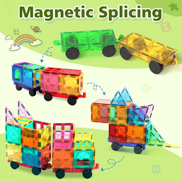 Magnetic Tiles Cars Construction Set, 4 Pcs Magnet Cars Magnetic Building Blocks Cars Toy For Kids Ages 4-8 3-5 Magnet Bricks Truck Kit Educational Sensory Toys Gifts For 3+ Year Old Boys & Girls
