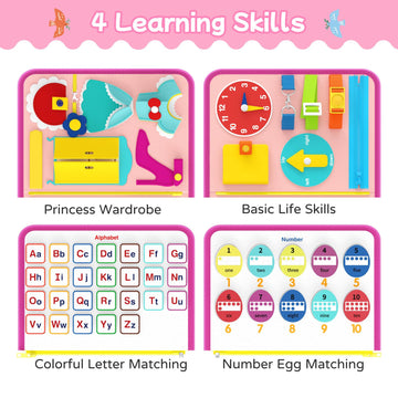 Freebear Busy Board Toddler Travel Toys Sensory Toys For Toddlers 1 2 3 4, Montessori Learning Toys For Toddlers Activities Board, Educational Toys For 3 4 Year Old Boys Girls Gift, Princess