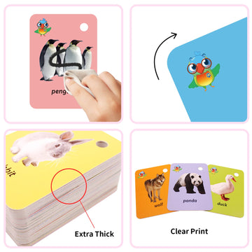 Toddler Land Animals Flash Cards for Kids Wild Forest Animals Cards,Sight Words with Pictures Flash Cards for Toddlers 52 Pcs wi