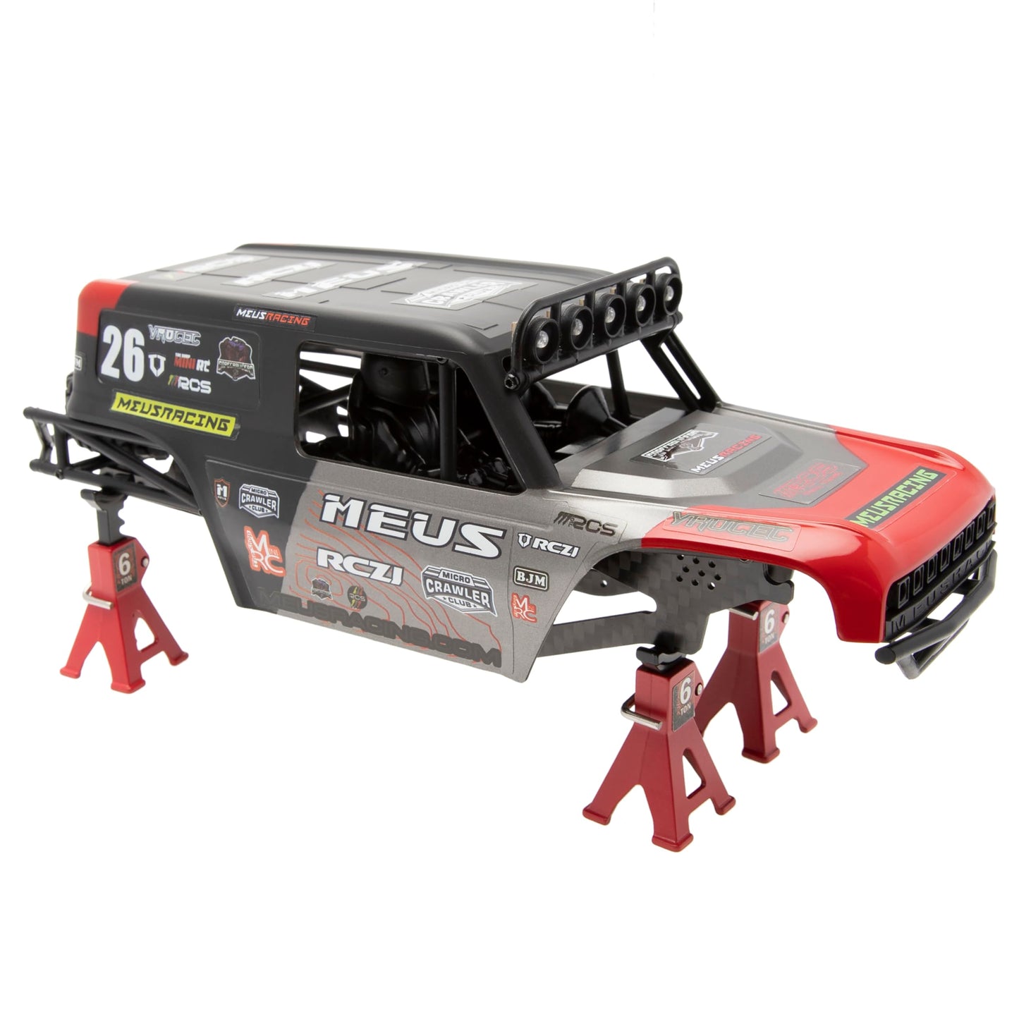 MEUS RACING MB24 SCX24 Body 5.2in 132MM Body Shell ABS+Nylon Carbon Fiber Chassis for 1/24 Axial SCX24 Bronco JLU B-17 C10(Red)