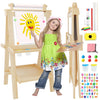 Juzbot Easel For Kids Deluxe Foldable All-In-1 Toddler Easel With Paper Roll& 84Pcs Accessories Magnetic Chalk-Whiteboard Art Ea