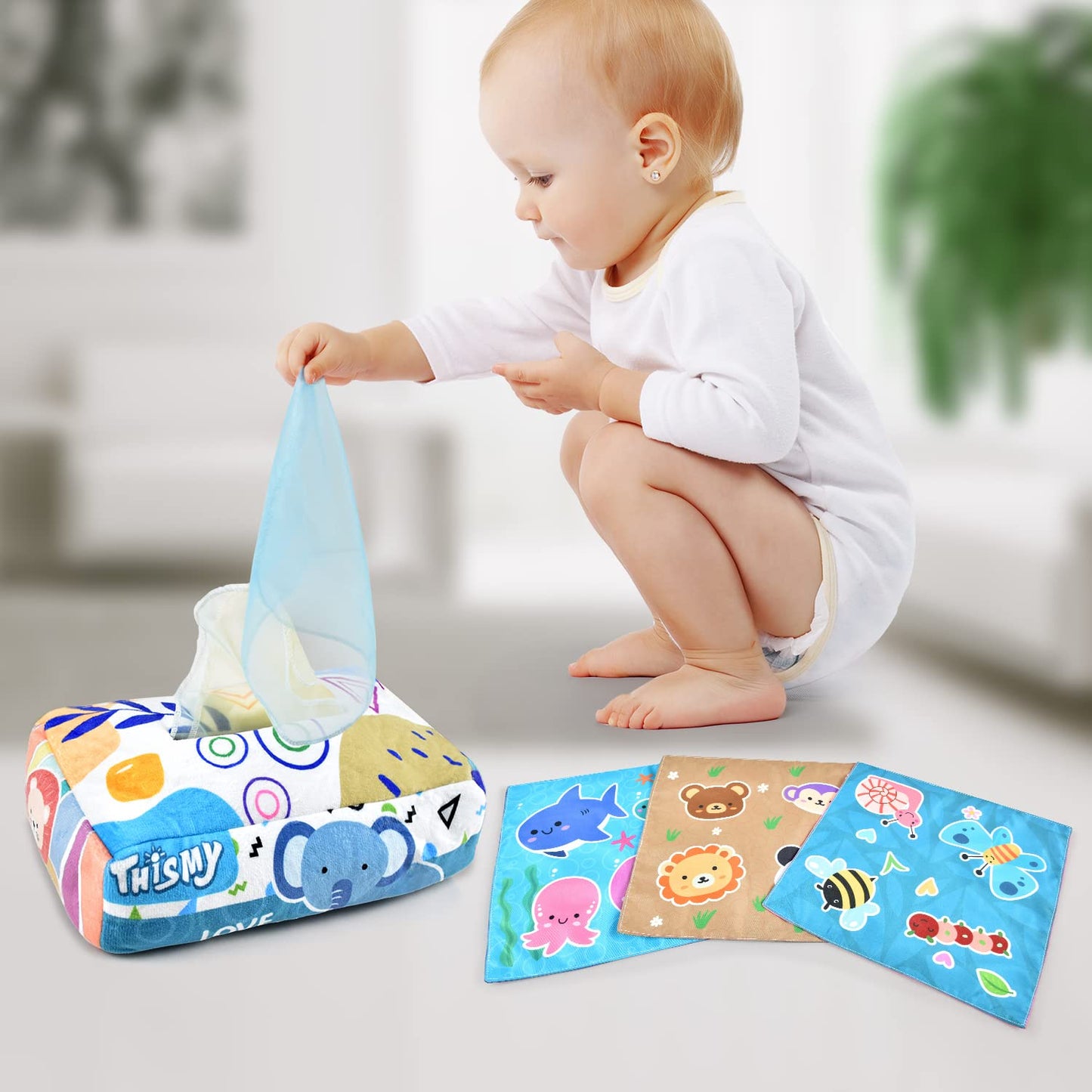 Baby Toys 6-12 Months Tissue Toy Montessori Toy For Babies 6-12 18 Months, Soft Contrast Crinkle Sensory Toys For Toddlers