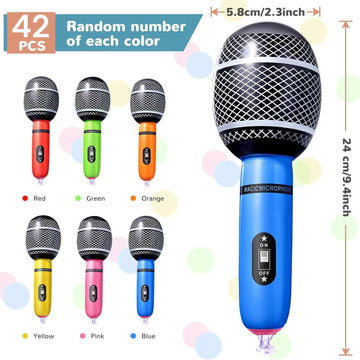 Zhanmai Inflatable Microphones Blow Up Microphone Assorted Colors Inflatable Microphone Props Plastic Toys For Musical Concert Themed Party Birthday Party Decoration Role Play Supplies(72 Pieces)