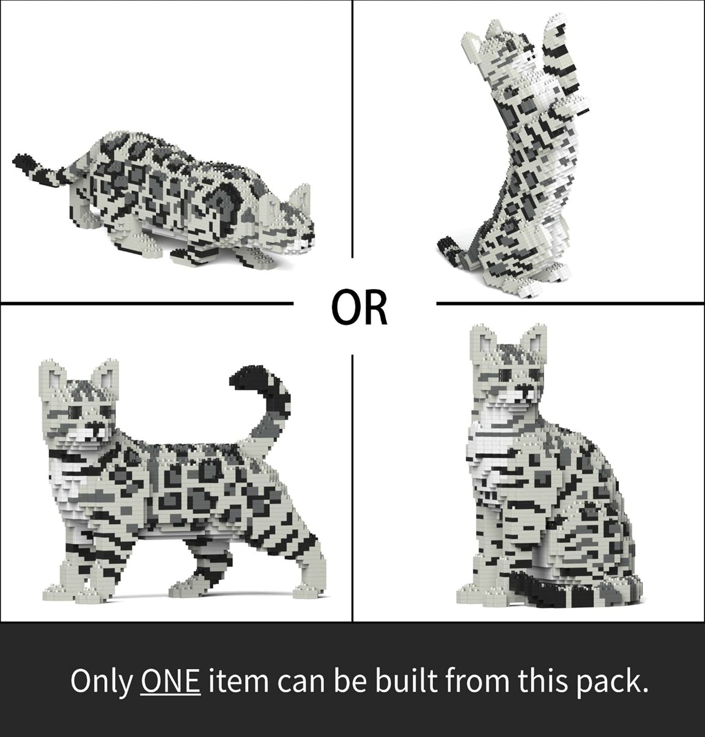 JEKCA Bengal Cat Building Blocks Set | 4-in-1 | Gray | Plastic | Model ST19BGC01-M02 | Age 14+
