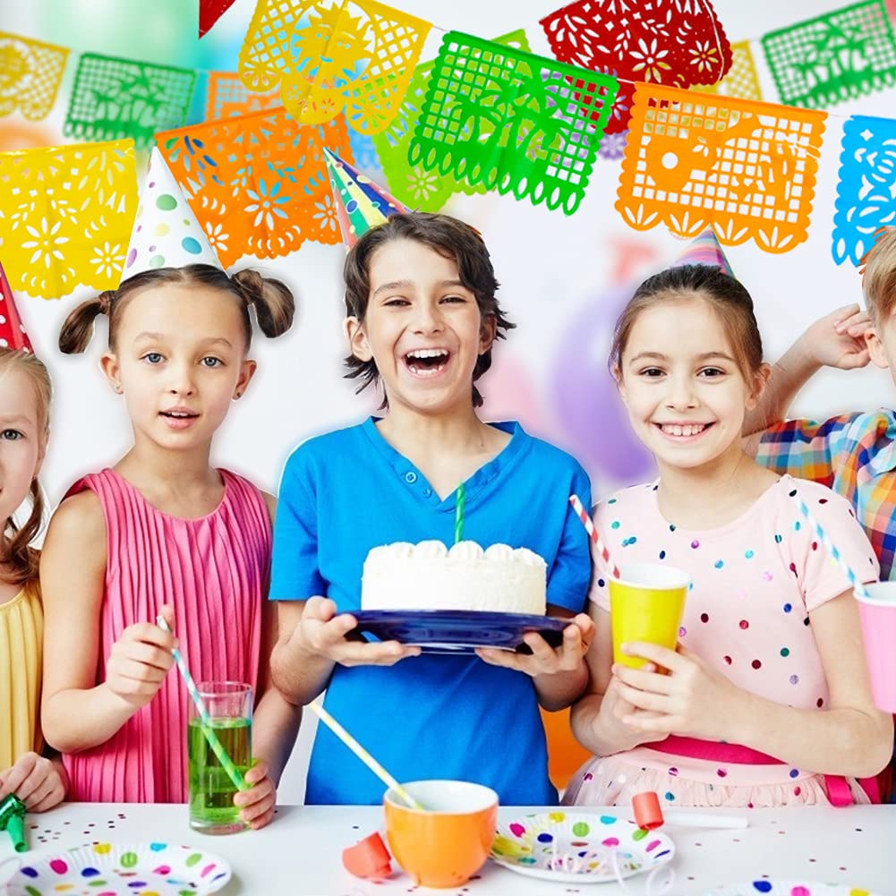 Domestar 3Pcs 54 Ft Mexican Party Banners, Papel Picado Banner Cinco De Mayo Decorations Dia De Los Muertos Day Of The Dead Decorations Birthday Party Supplies,27 Patterns 54 Feet Long In Total