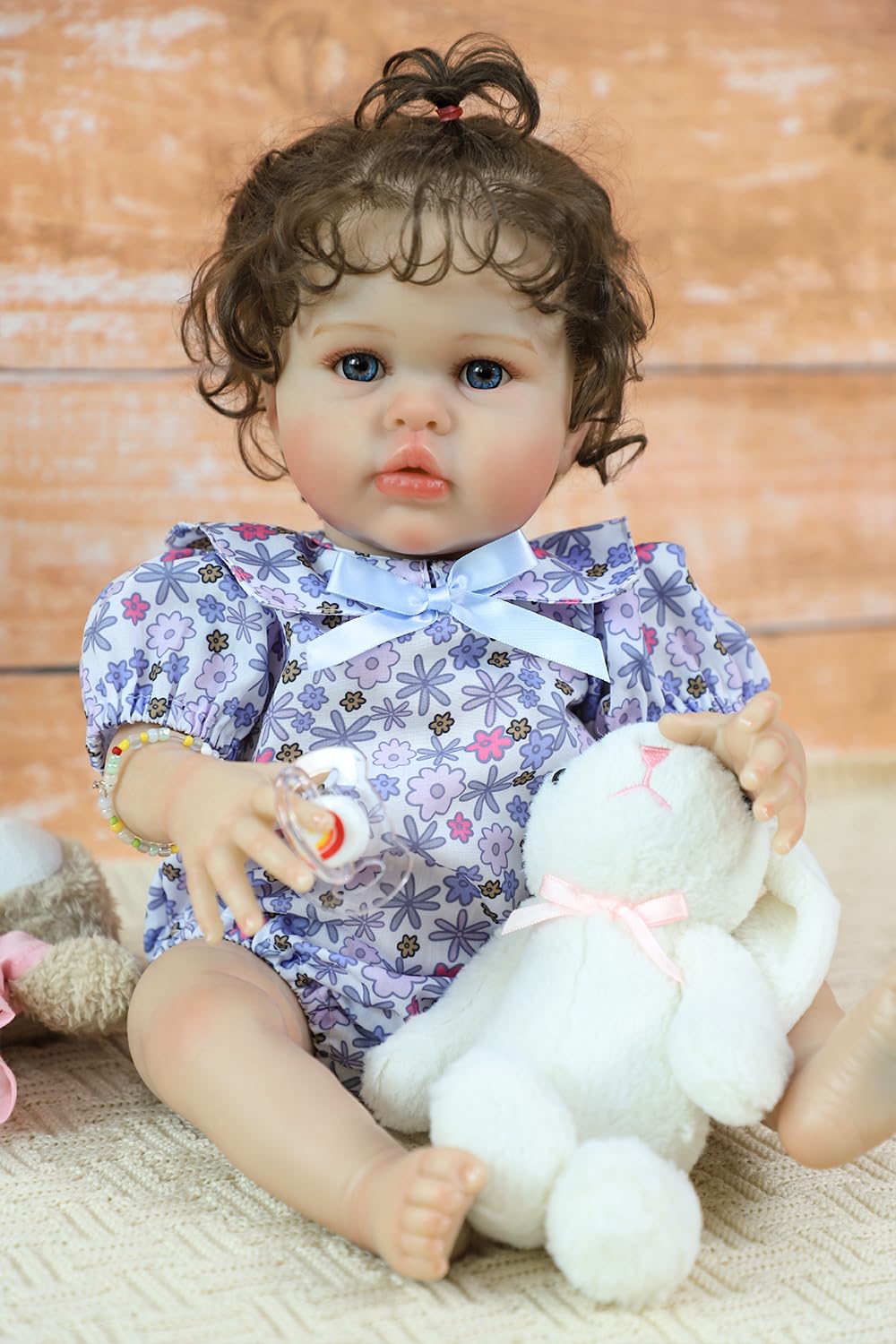 SCOM Reallife Reborn Baby Dolls Girl with Accessories - 20 Inchs Ultra Realistic Silicone Vinyl Doll Lifelike Soft Weighted Cloth Body 3-12 Years for Girls Boys Reallife Toddler Educational Toy