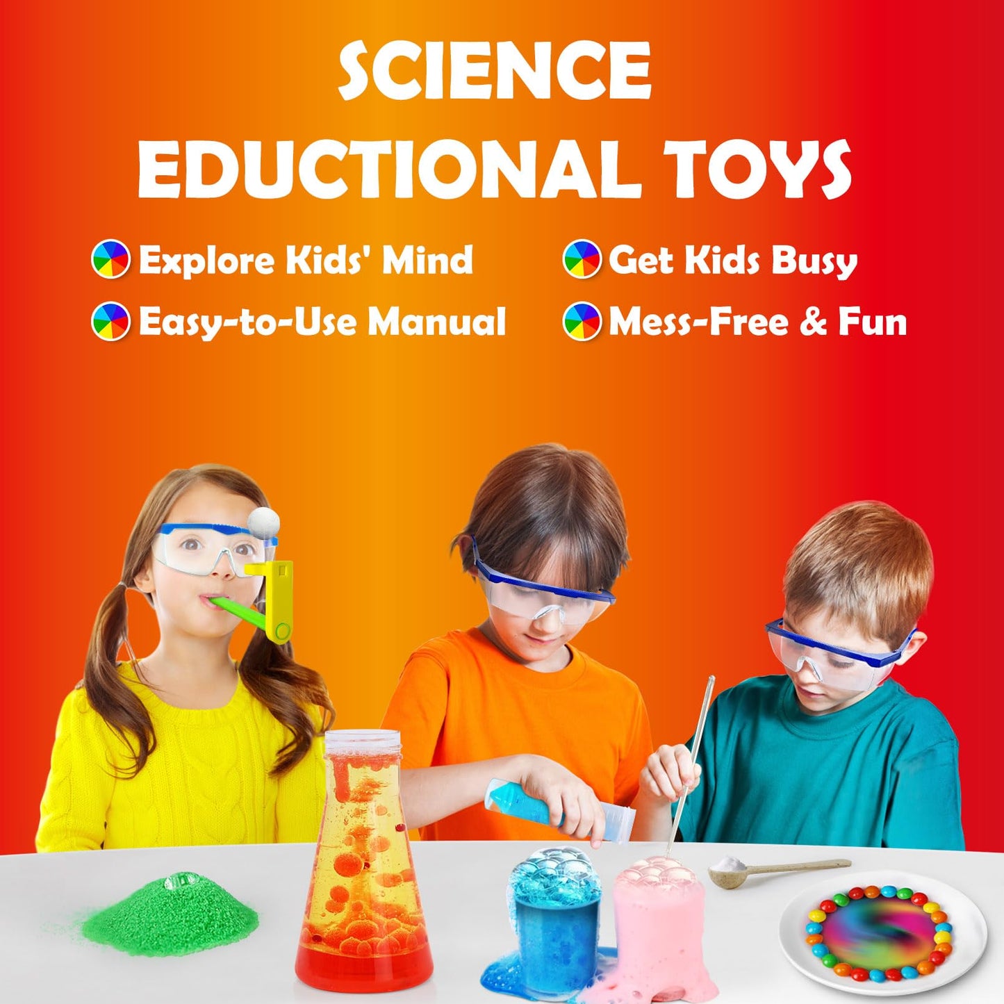 Unglinga 33 Experiments Science Kit For Kids, Science Project Stem Toys Gifts For Boys Girls Learning Educational Chemistry Set, Volcano Erupting, Scientis Kit