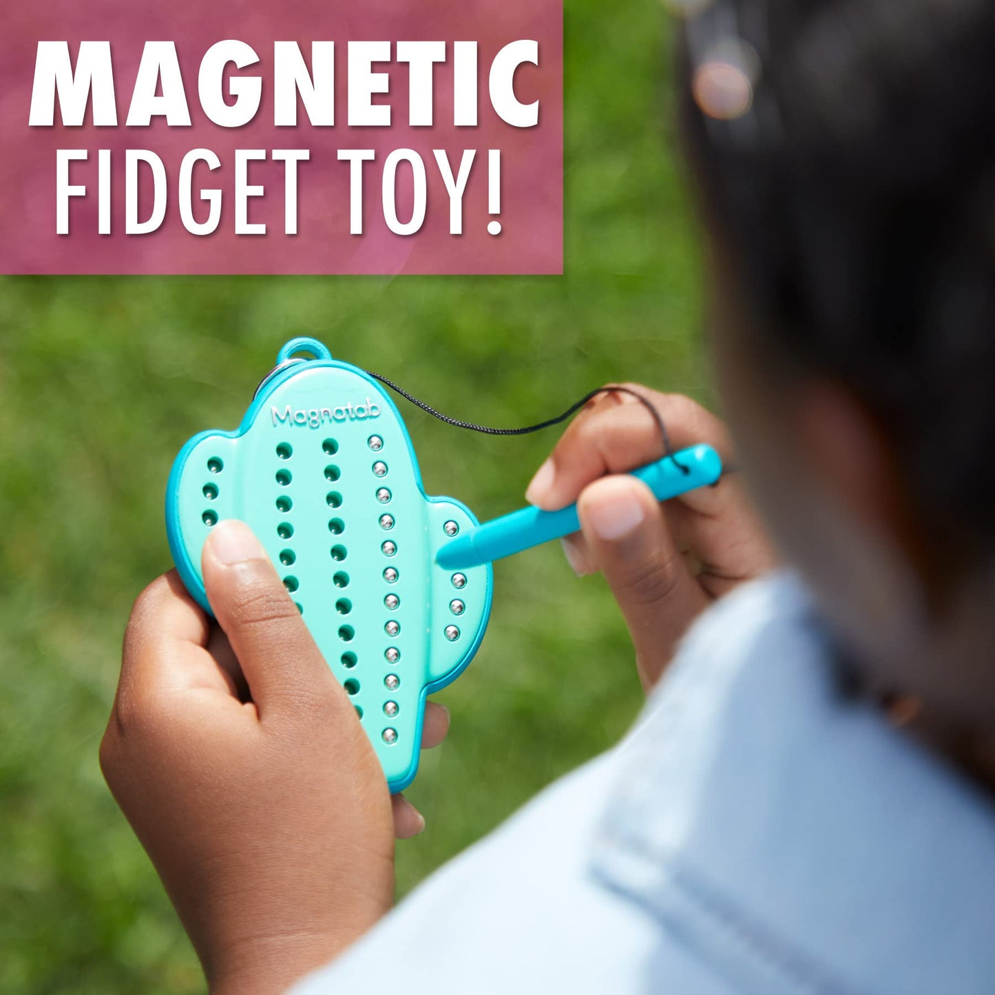 Magnatab Minis - Sensory Toys, Magnetic Drawing Tool, Toddler Writing Practice, Sensory Play, Fidget Toys, Stylus Included, Travel-Friendly, Ages 3+ - Cactus