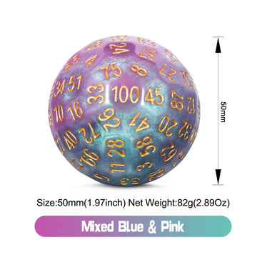 DNDND Mixed Colors Resin D100 Dice 100 Sided Dice with Translucent Organza Bag for DND Dungeon and Dragons