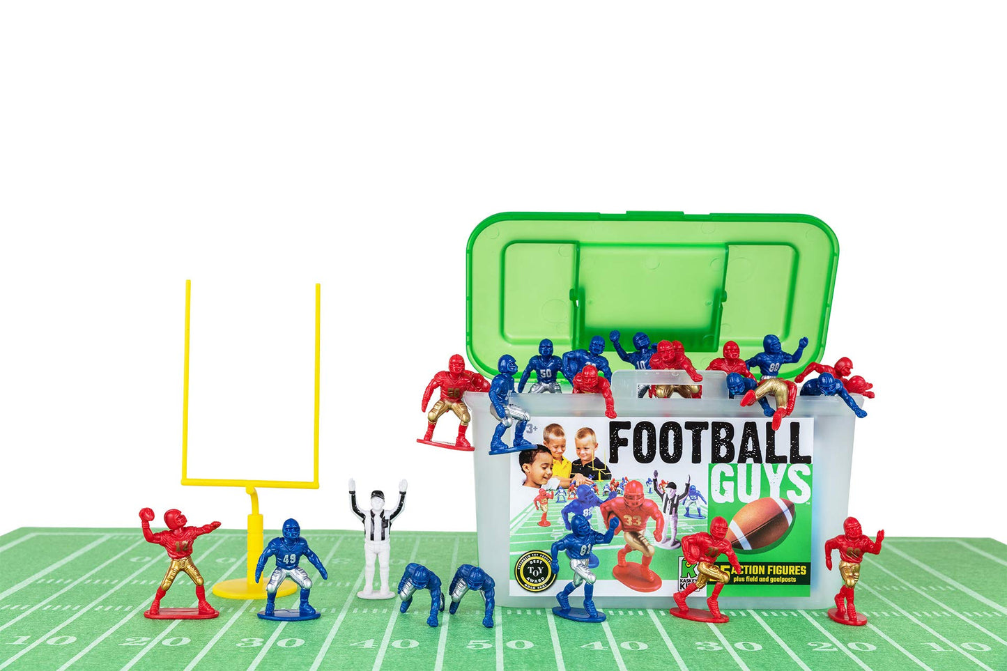 Kaskey Kids Football Guys - Red/Blue Inspires Kids Imaginations With Endless Hours Of Creative, Open-Ended Play – Includes 2 Teams & Accessories – 28 Pieces In Every Set