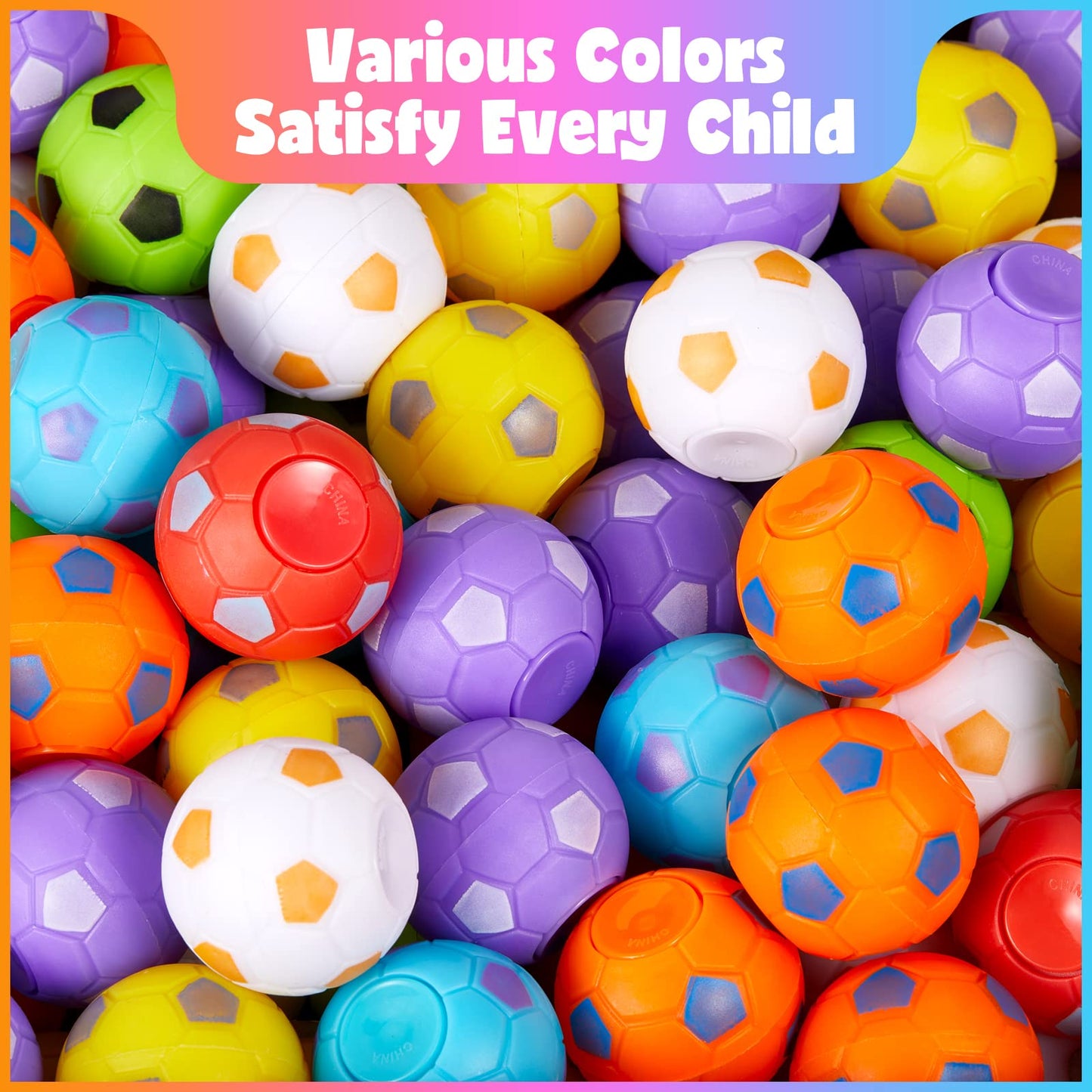 Scione 108 Pack Soccer Fidget Spinners, Soccer Party Favors For Kids, Fidget Toys Bulk, Stress Balls, Goodie Bag Stuffers For Birthday Party, Treasure Box For Classroom, Valentines Day Gifts