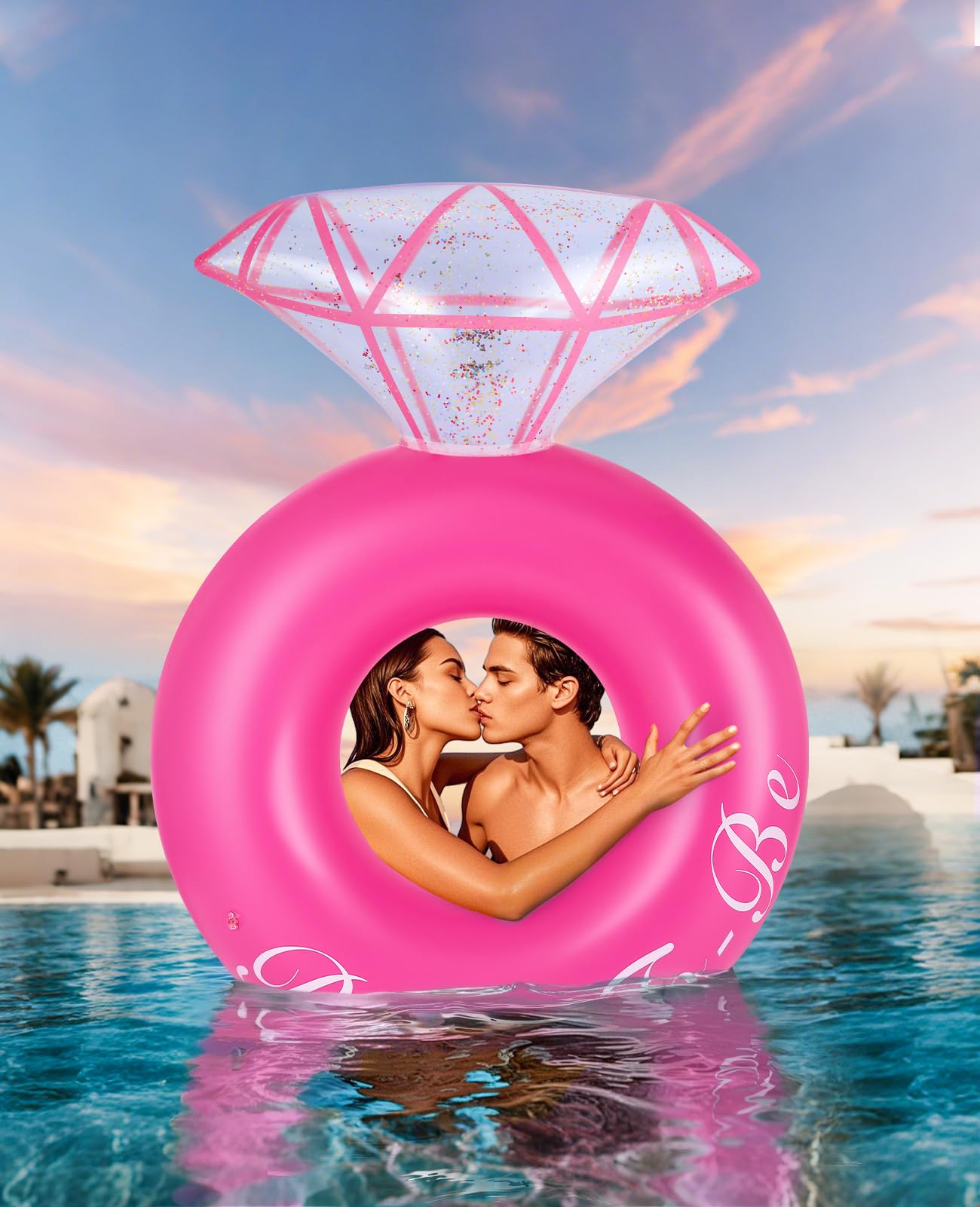 HeySplash Pool Floats, Inflatable Diamond Ring Pool Float, Large Engagement Ring Floatie for Bachelorette Party, Swim Tube River