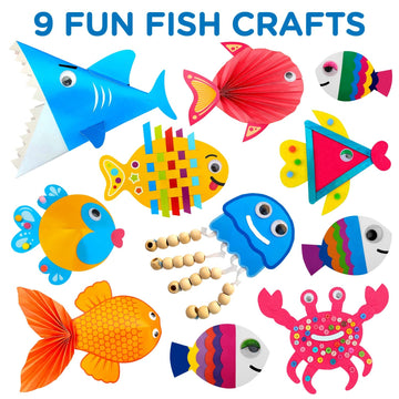 Arts and Craft Kit for Toddlers Ages 3, 4, 5 Years - Craft 9 Fun Fish Characters