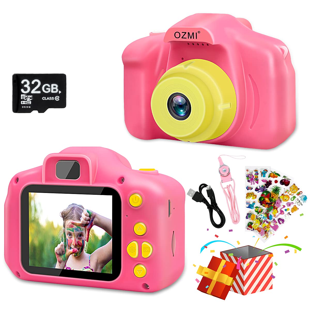 Ozmi Kids Camera Toys For 3-9 Year Old Girls, Kids Selfie Camera Compact For Child Little Hands, Smooth Shape Toddler Camera, Be