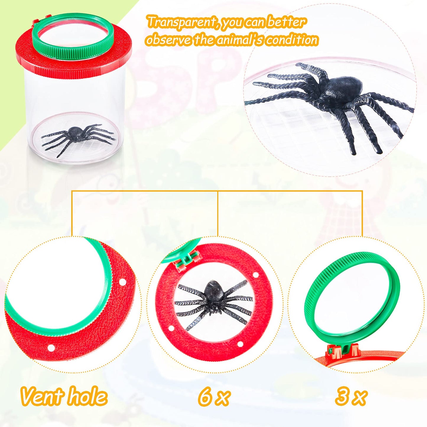 2 Pieces Magnifying Insect Box Insert Bug Viewer Bug Magnifier Container Critter Insect Cage Bug Jar For Kids Children Science Nature Exploration Tool (Chic Style)