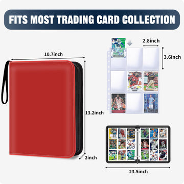 HESPLUS 900 Pockets Trading Card Album Folder Baseball Card Binder with Sleeves Collectible Trading Album for Baseball Cards Trading Cards Football Cards MTG Game Cards Sports Cards -Red