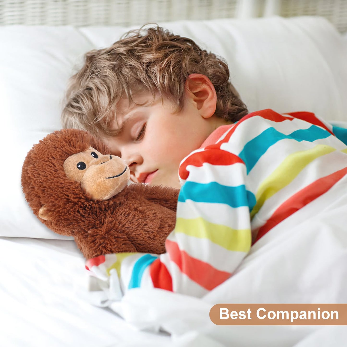 SuzziPals Monkey Plush - Heatable & Coolable Stuffed Animal, Lavender Scented, Brown, Microwavable Heating Pad for Soothing Relaxation
