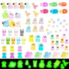 Haptime 113Pcs Luminous Mini Resin Animals Glass Animals Figures To Hide Trinkets Miniature Figurines Glow In Dark Mini Ducks Di