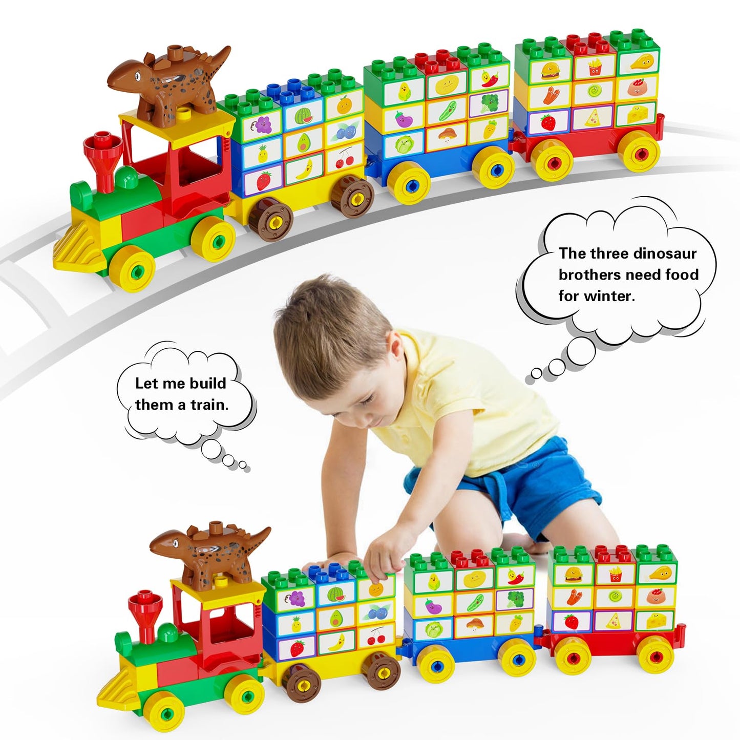 Anpcso Kids Toys For 2 3 4 5 6 7+ Year Old Boys Toddlers Classic Brick Set, Dinosaurs, Cars, Build, Learn And Play, Educational Interactive Creative Diy Toy Compatible With All Major Brands