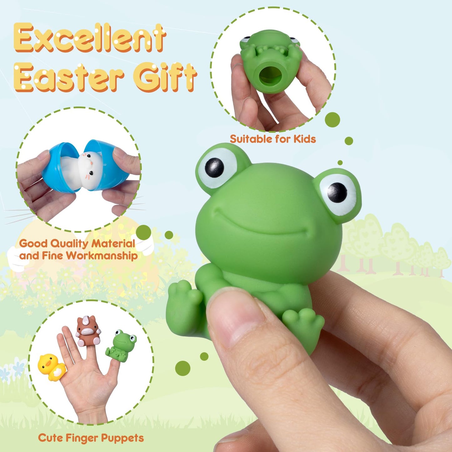 10 Pcs Prefilled Easter Eggs With Animal Finger Puppets Toys Easter Basket Stuffers Fillers For Toddlers, Classroom Prize Suppli