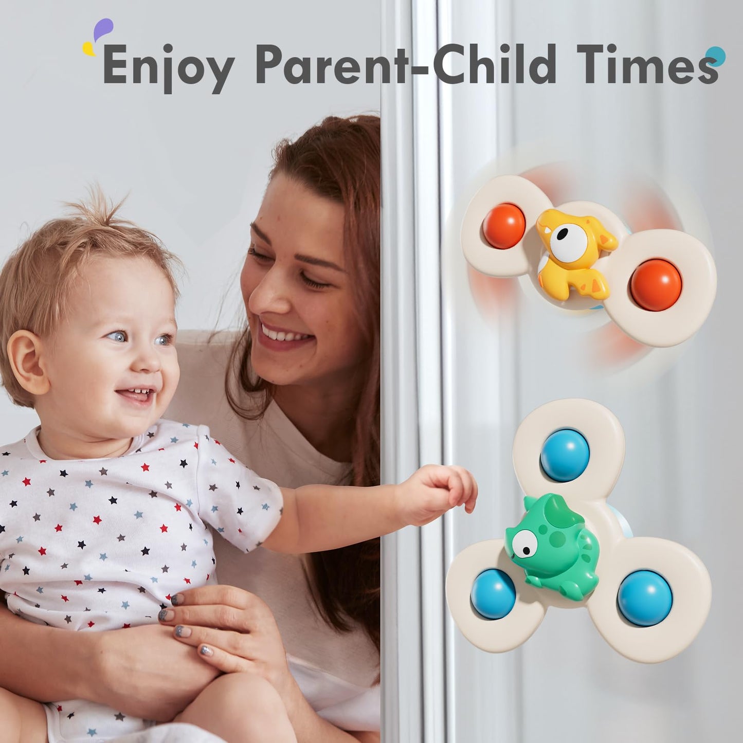 Alasou 3Pcs Suction Cup Spinner Toys For 1 Year Old Boy Girl|Spinning Top Baby Toys 12 18 Months|1 2 Year Old Boy Birthday Gift|