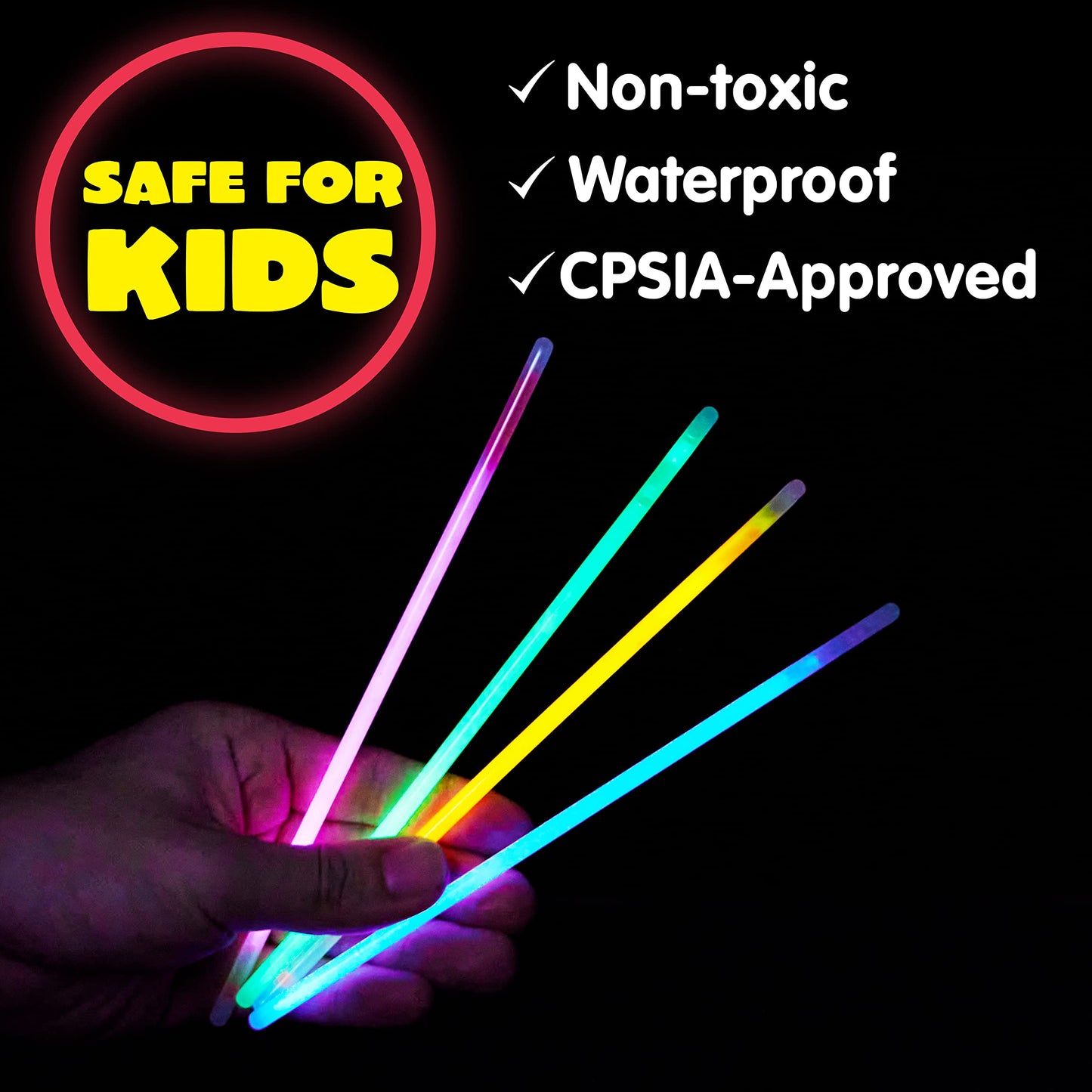 Joyin 300 Pcs 8' Glowsticks, Bracelets Necklaces, Glow In The Dark Party Favors, Easter, Christmas, Halloween Supplies Pack, Football Party Supplies