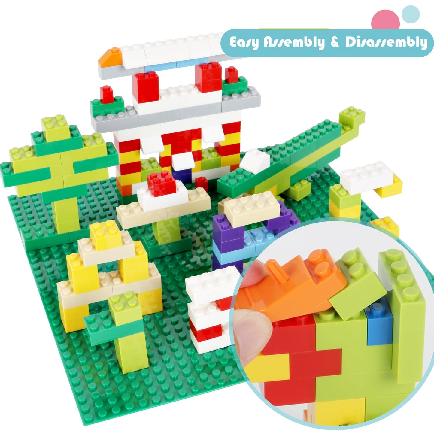 Ekuzi Classic Building Bricks 399 Pieces High Bulk Building Blocks & 2 Pcs Of Base Plate, Building Blocks Box Set Compatible With Lego Classic