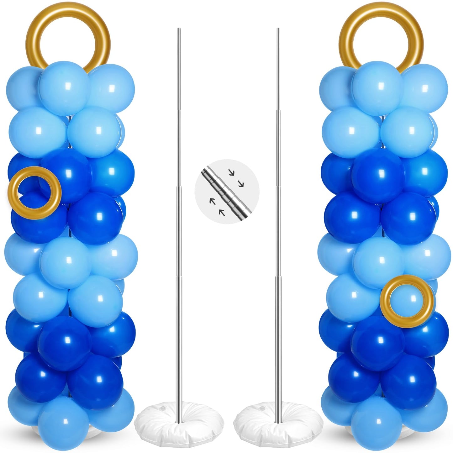 Civaner 2 Sets Cartoon Hedgehog Theme Balloon Column Stand Kit 100 Pcs Adjustable Blue Balloon Tower Pillar with 4 Pcs Gold Circ