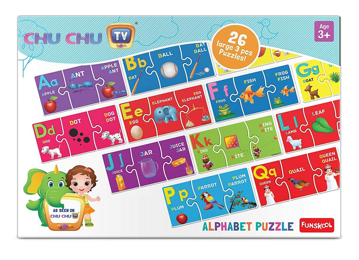Funskool-Chu Chu Alphabet Floor Train,Educational,26 Pieces,Puzzle,For 3 Year Old Kids And Above,Toy