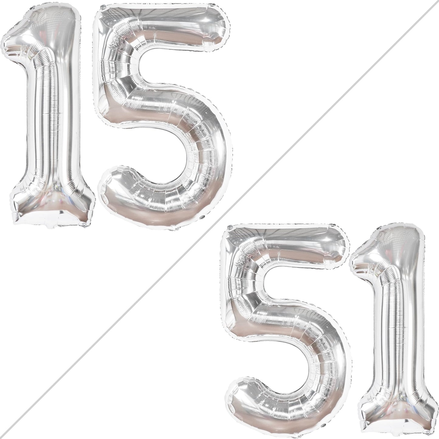 Giant, Silver 15 Balloons Number - 40 Inch | Number 15 Balloons, Happy 15Th Birthday Decorations For Girls | Silver 15 Number Balloon, 15 Birthday Decorations Boy | 15Th Birthday Decorations For Boys
