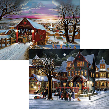 Bits And Pieces – Value Set Of Two 500 Piece Jigsaw Puzzles For Adults – The Joys Of Christmas, Winter Holiday Jigsaw Puzzles By Artist H. Hargrove, Completed Puzzle Size: 18' X 24'