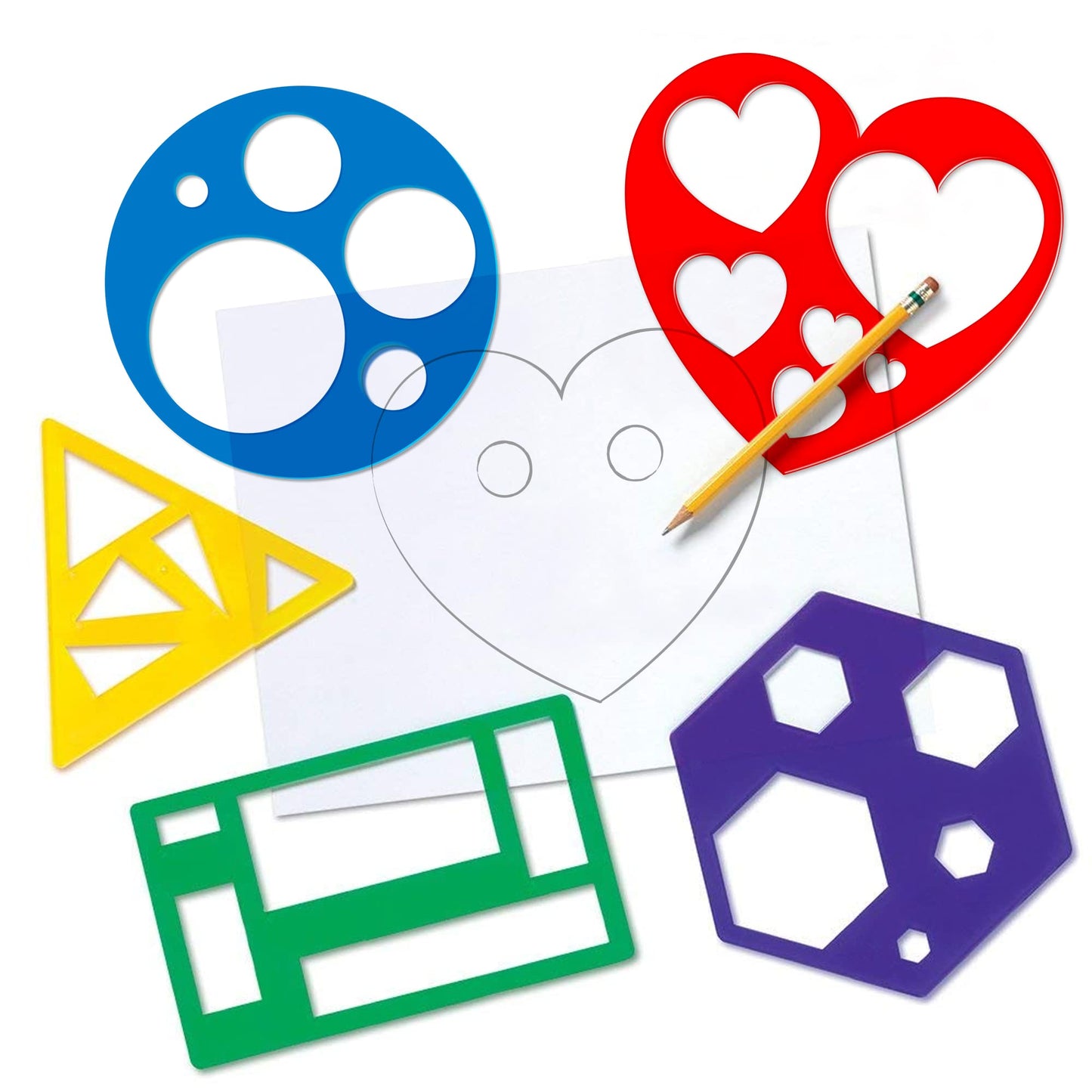 Karty Shape Stencil Set for Kids - 10 Piece Set - Colorful Drawing Template Kit - Fun Arts and Crafts Supplies, Gift Idea for Bo