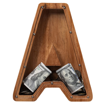 Piggy Bank For Kids Boys Girls, Wooden Large Letter Piggy Bank Alphabet Money Bank With Initial A, Coin Bank Fun Gifts For Birthday, Christmas, Festival, Baby Shower